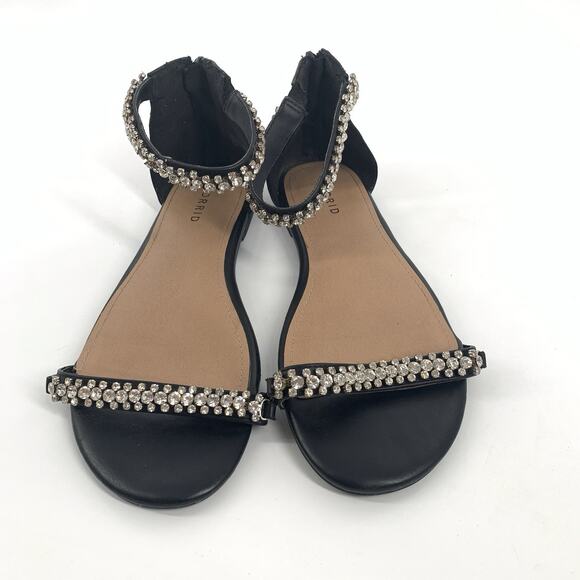 Torrid Rhinestone Ankle Strap Sandals 9.5 W Wide Womens Solid Black Open Toe - Picture 2 of 9